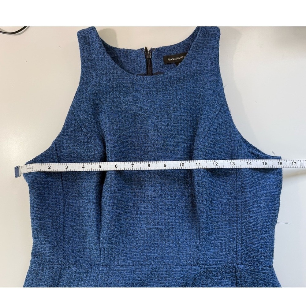 Banana Republic Blue Tweed Sleeveless A-Line Dress Sophisticated - Picture 7 of 14